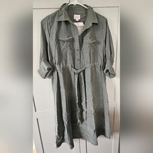 Isabel Maternity (Ingrid & Isabel) Shirt Dress, Size XS, Olive Green, NWT